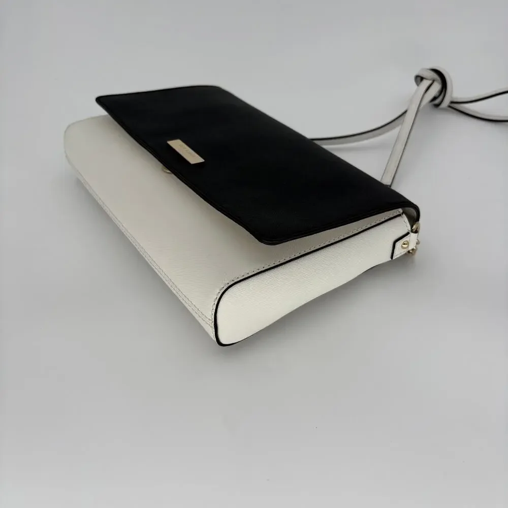 Kate Spade Carson Black White Colorblock Chain Flap Crossbody Convertible Clutch